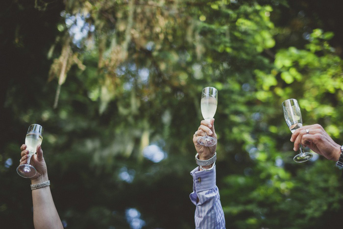 guests raising glasses of champagne