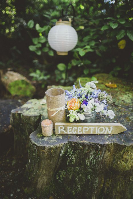 wooden reception sign