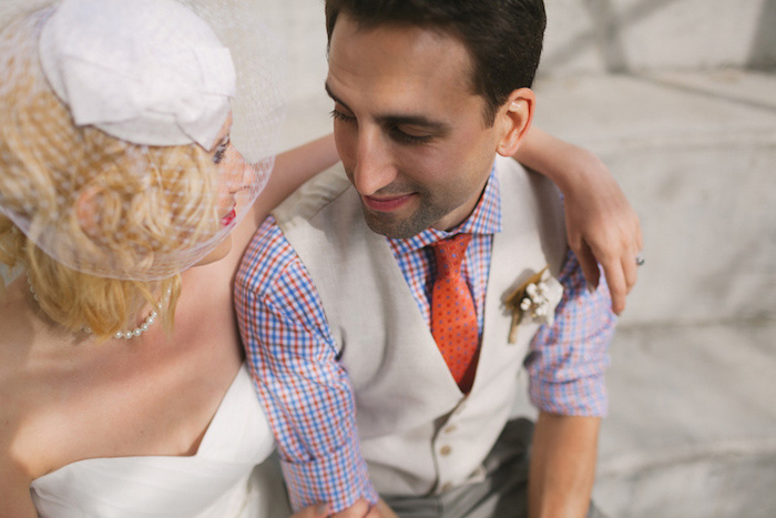 close-up bride and groom portrait