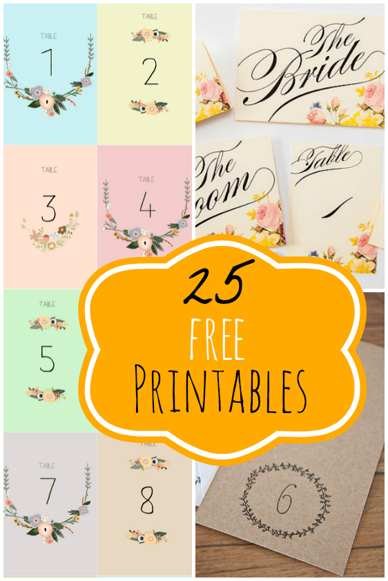 25 free wedding printables