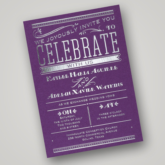 Silver Foil Wedding Invitation