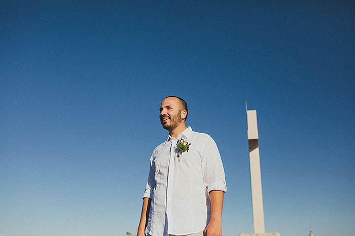 groom waiting on Croatian hillside for his bride