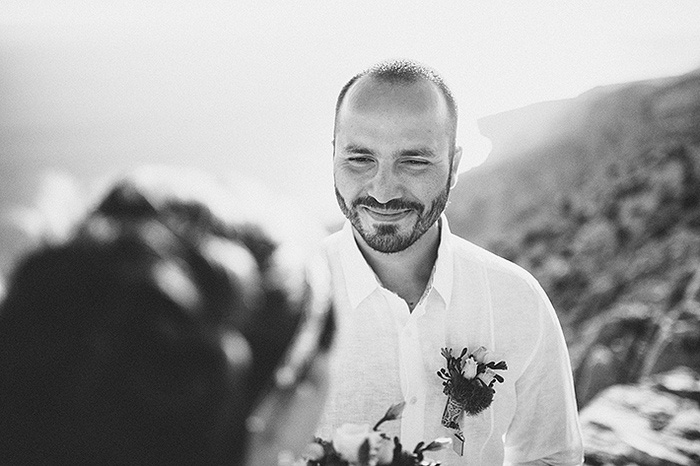 groom at elopement ceremony