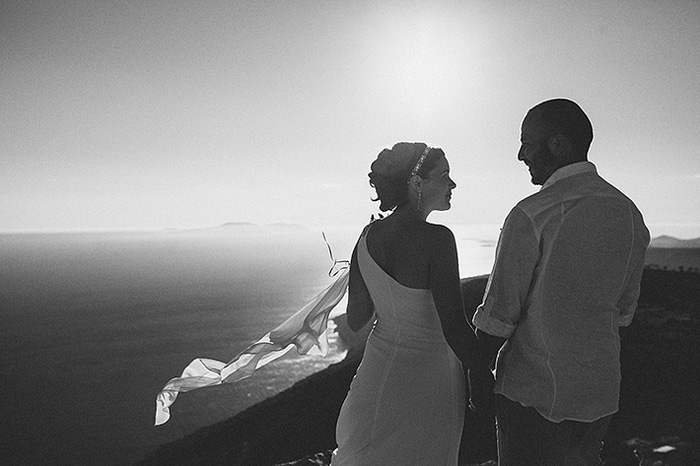 bride and groom portrait at sunset