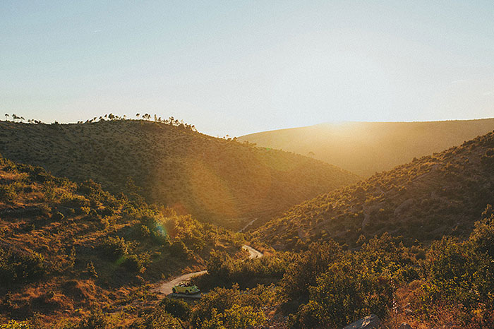 croatian countryside at sunset