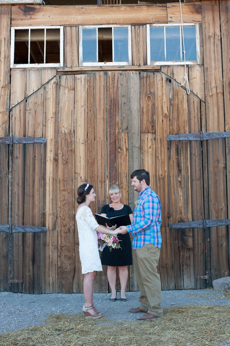 elopement ceremony in front of barn