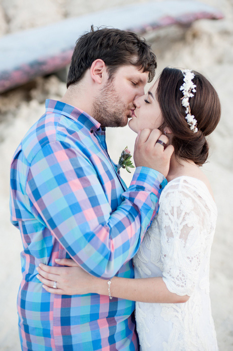 bride and groom kissing