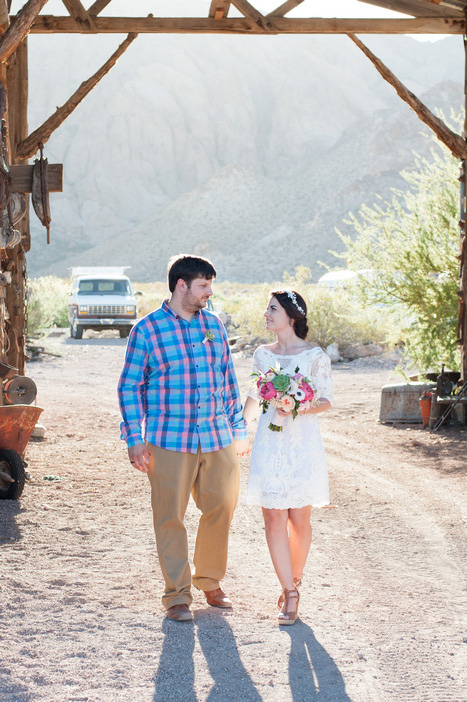 bride and groom walking 