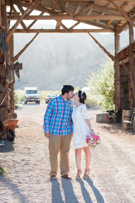 bride and groom kissing