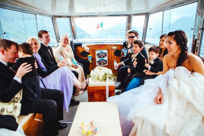 boat with wedding guests