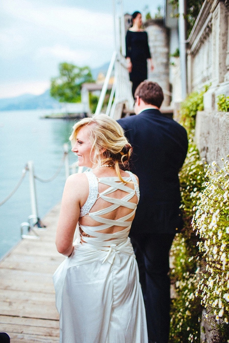 bride and groom heading to reception