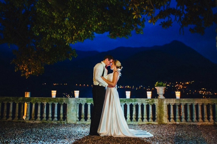 night time wedding portrait