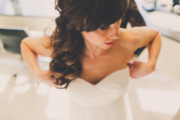 bride getting dressed