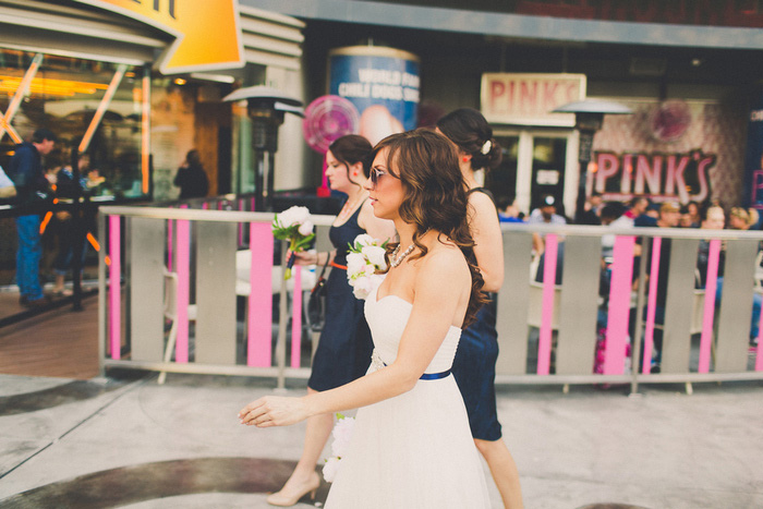 bride walking down Vegas strip