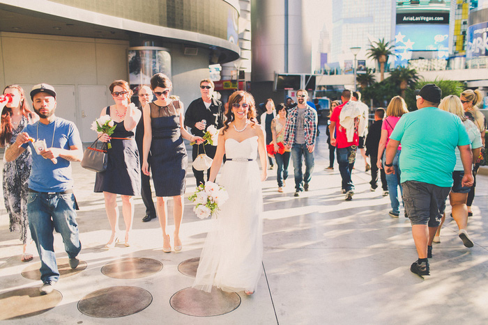 bride walking in Vegas