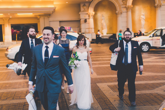 wedding party walking in Vegas