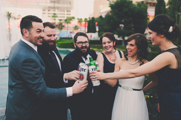 bridal party toast in Downtown Vegas