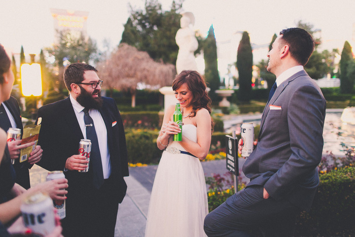 bridal party drinking beer