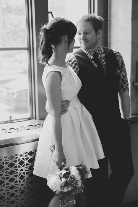 bride and groom at city hall