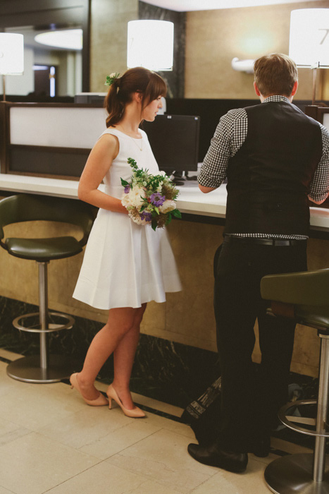 bride and groom getting marriage licence