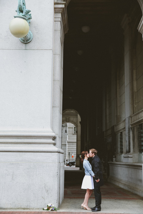 bride and groom kissing