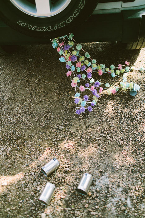 tin cans tied to car