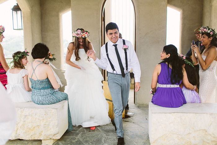 bride and groom exiting the chapel