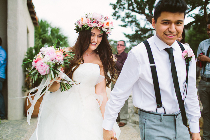 brideand groom exiting the chapel