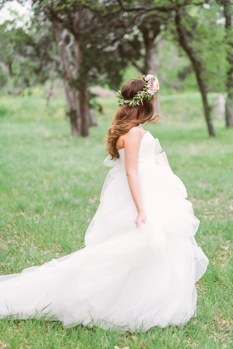 Texas bride on tulle dress and flower crown