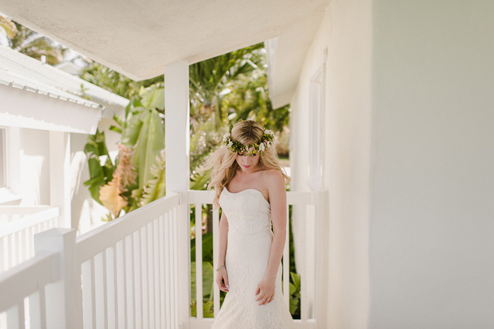 bride on resort balcony