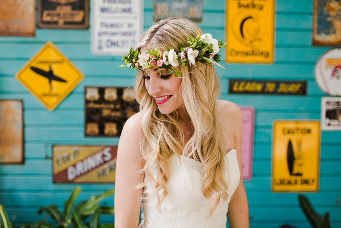 bride in floral crown