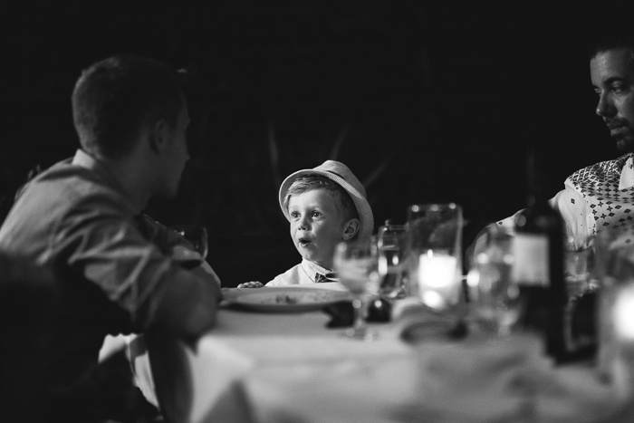 couple's son at wedding reception