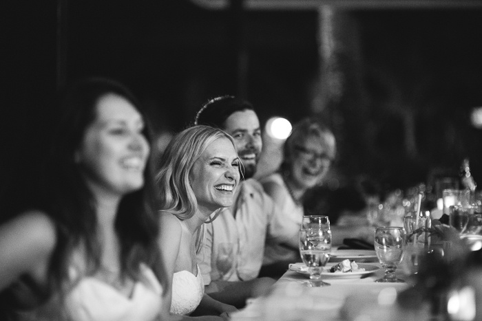 bride and groom at wedding reception dinner