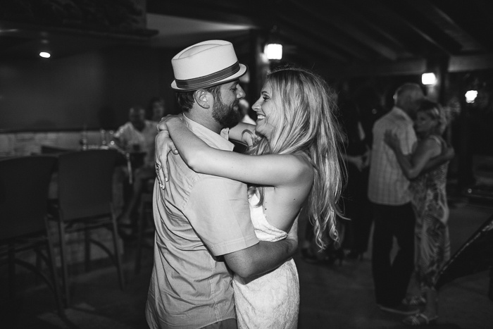 bride and groom dancing