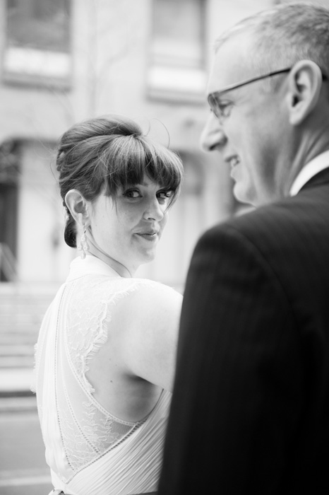 bride looking over shoulder