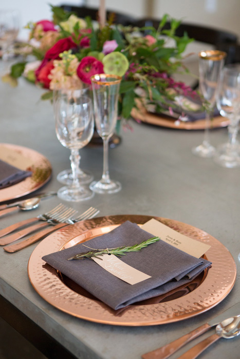copper plate table setting