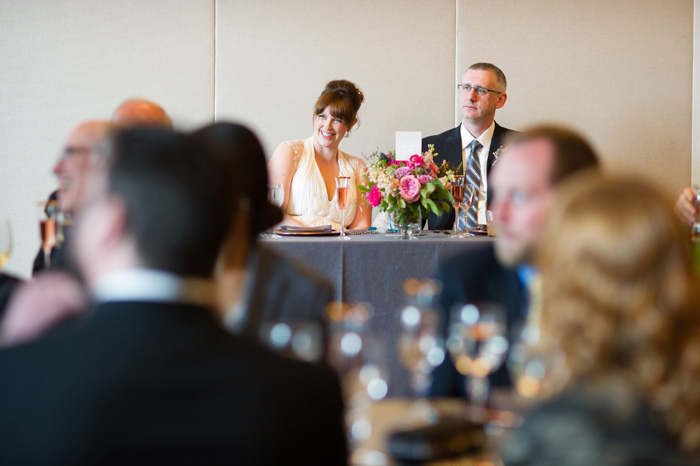 bride and groom at wedding reception