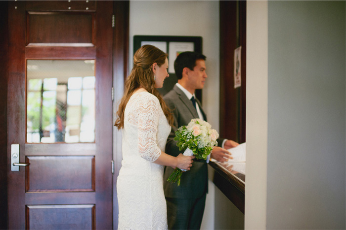 bride and groom at the courthouse