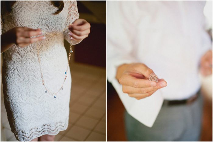 bride and groom getting ready