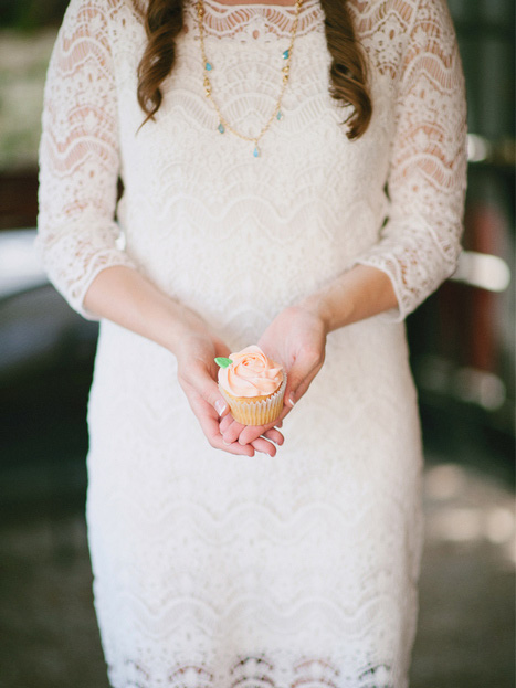 bride with cupcake