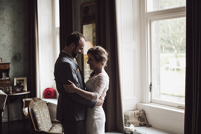 bride and groom first look