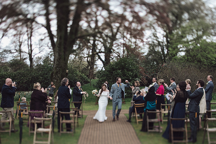 bride and groom recessional