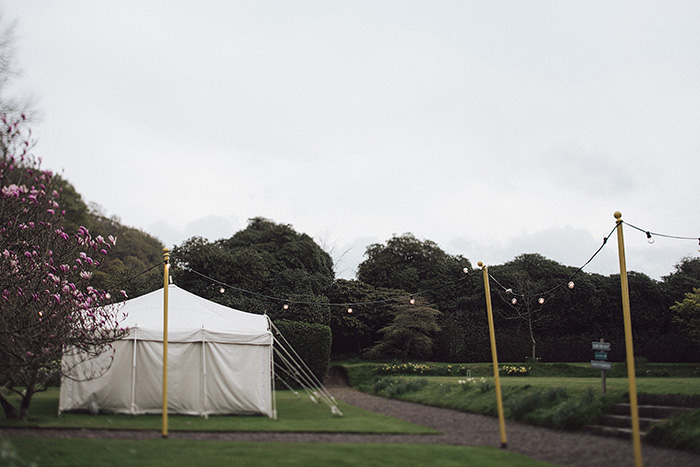 wedding tent set up on irish country house grounds