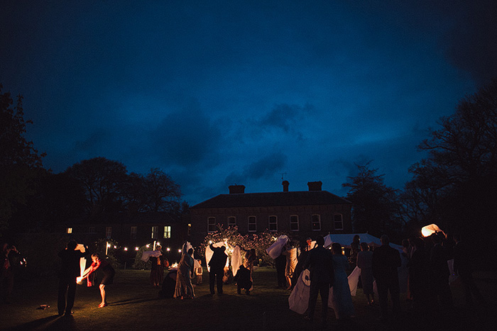 outdoor evening wedding reception