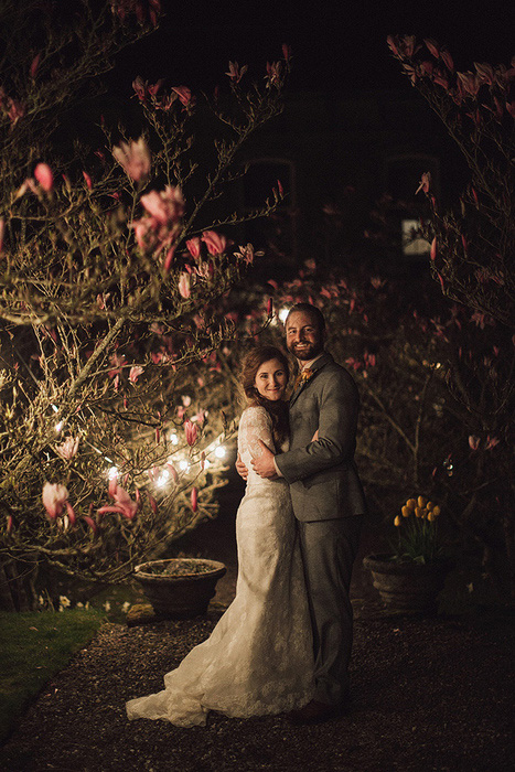 night time wedding portrait