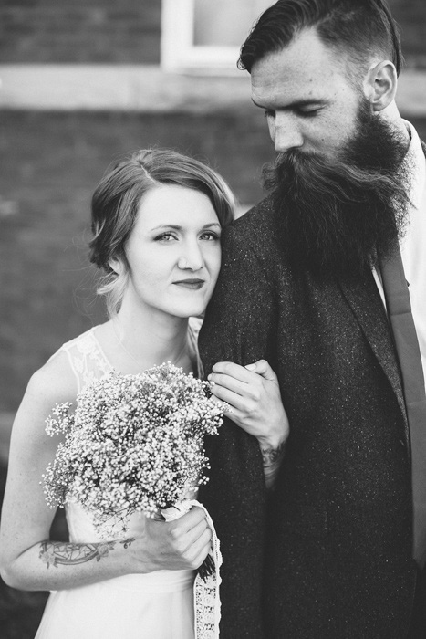 black and white bride and groom portrait