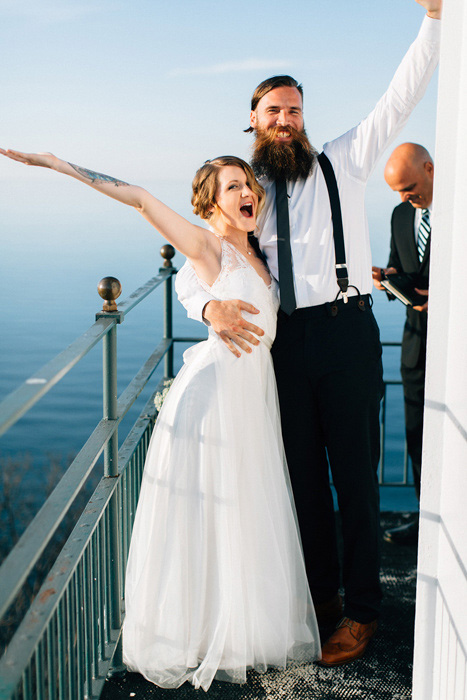 happy bride and groom