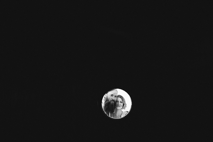 bride and groom in porthole