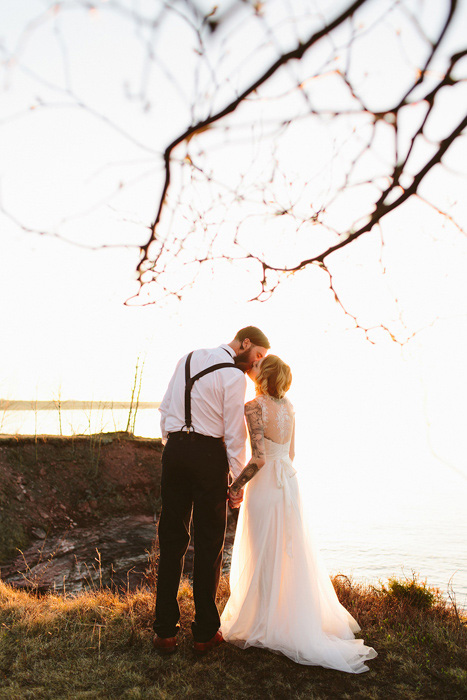 bride and groom kissing