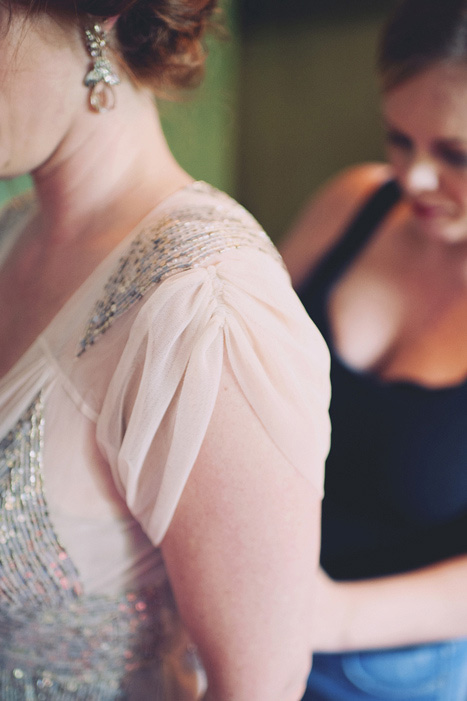 wedding dress sleeve detail on bride